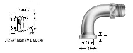 Code 62 O-Ring Flange Heavy to Male JIC 37� Flare - 90� (6,000 psi)